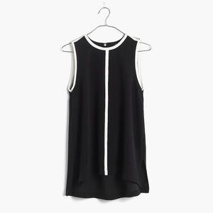 Madewell Black & White Crepe Canal Sleeveless Top Size Small